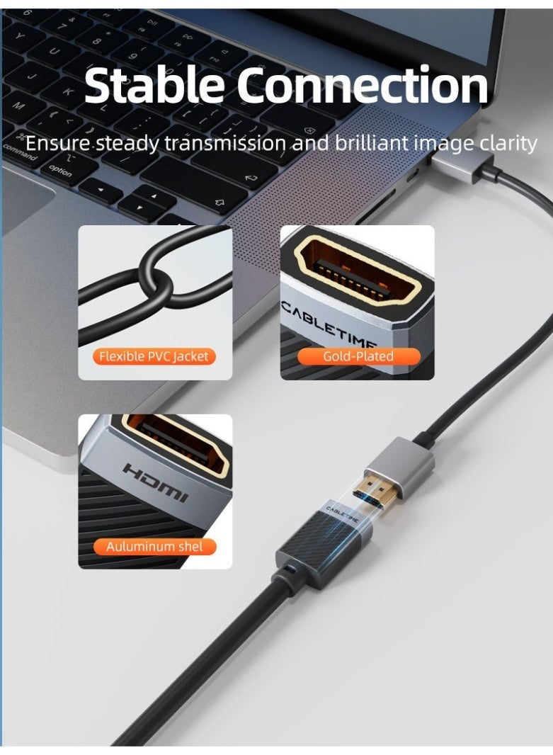 CABLETIME 4K 60HZ HDMI EXTENSION CABLE FEMALE TO FEMALE ADAPTER 4K ULTRA HD HDMI COUPLER CONNECTOR HIGH SPEED 3D HDR COMPATIBLE WITH TV MONITOR PROJECTOR PS5 XBOX | 0.5 Meter - Image 3